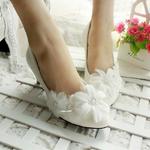 фото Сладкий белый ручной работы жемчужина свадьбы обувь Свадебная обувь для новобрачных обувь Свадебная обувь Свадебная обувь невесты обувь